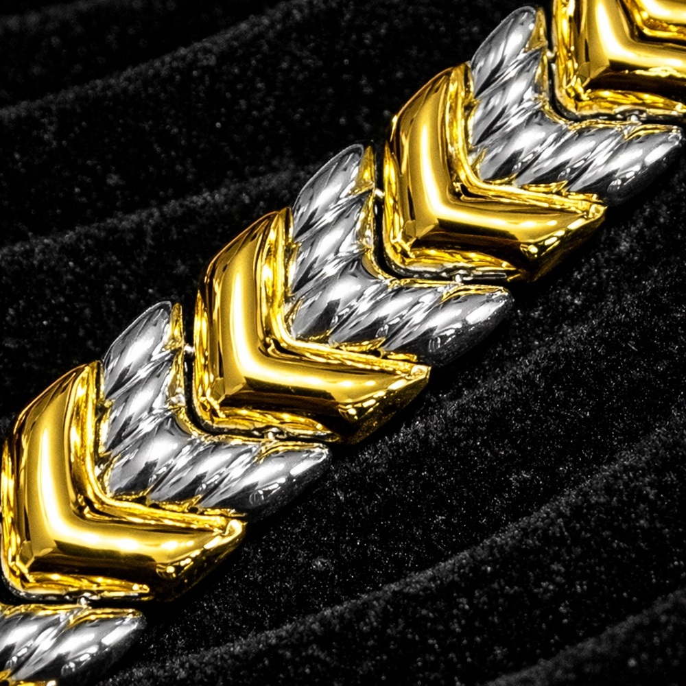 18k Gold sterling silver Stampato link polished vintage statement bracelet QVC